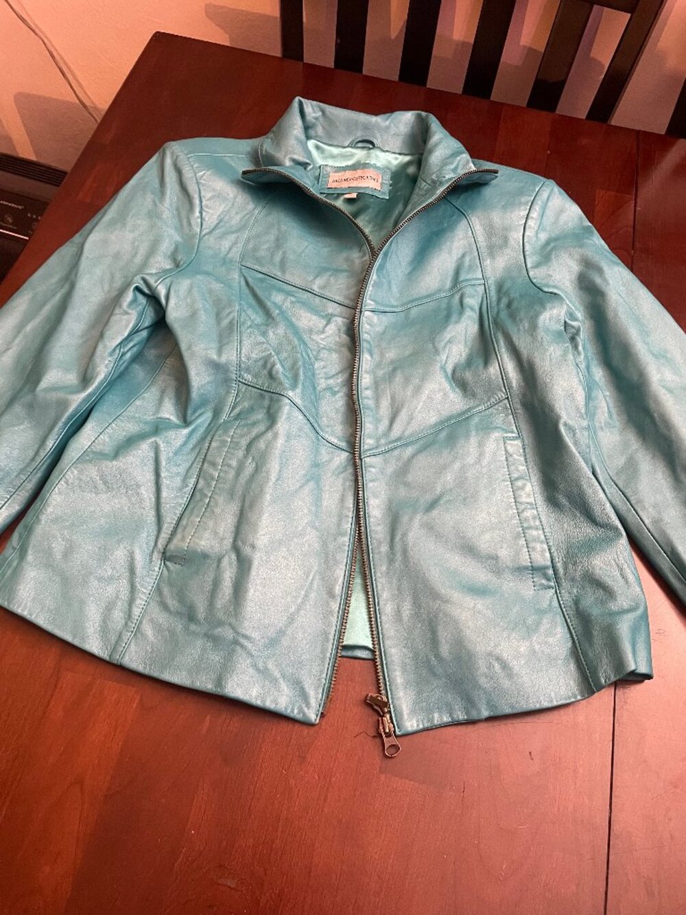 Teal Green Jacket (Leather material) - Women's Large